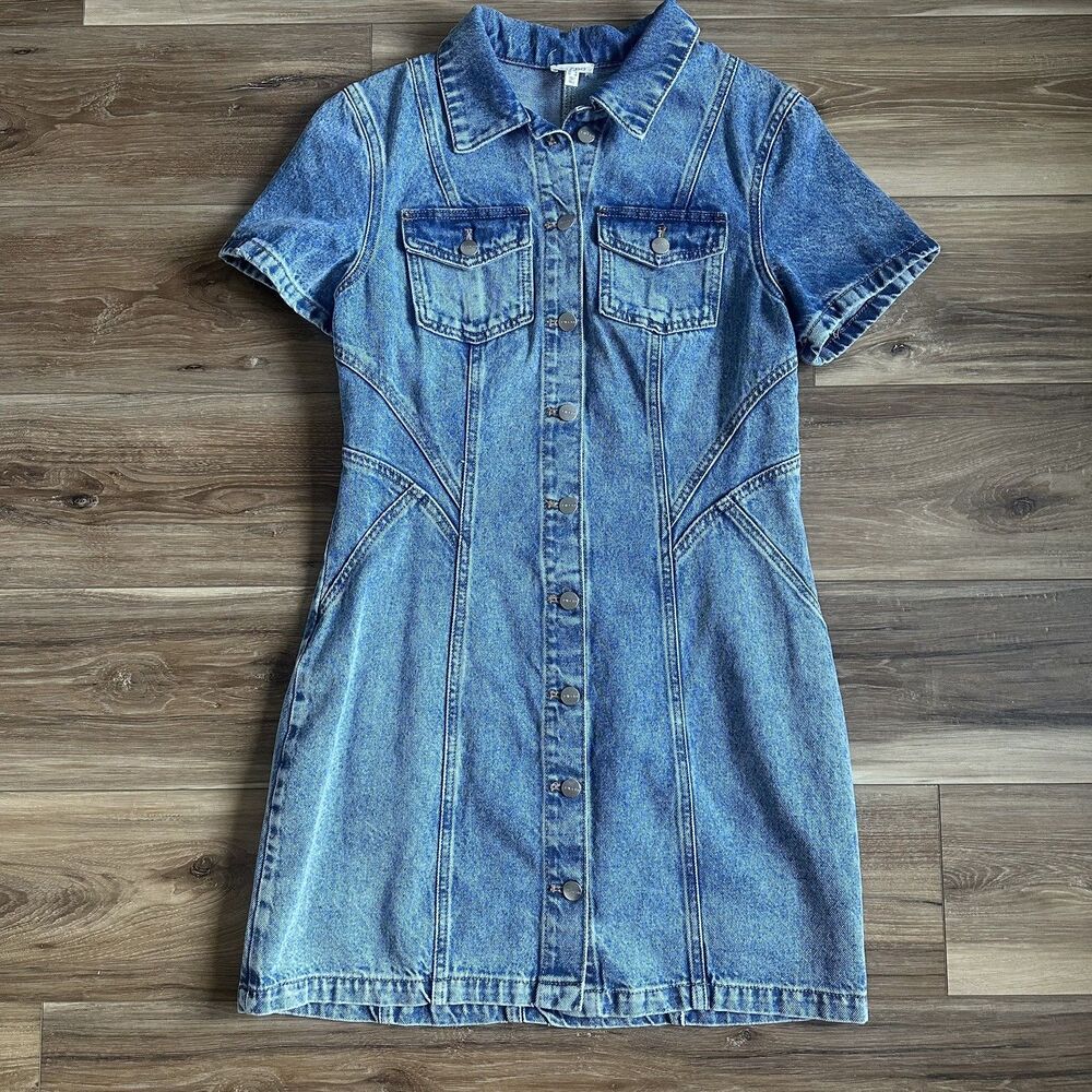 Anthropologie Pilcro Denim Mini Button Front Dress Sz 12 Western Summer Concert